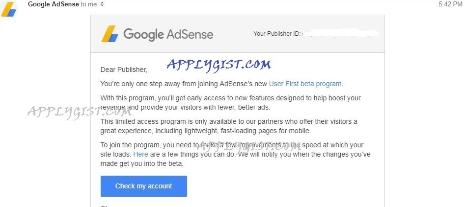 AdSense User First beta program