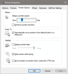 Mouse Settings in Windows