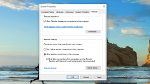 Remote Desktop Connection in Windows 10