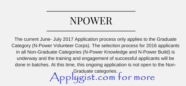 Npower Teach application page opens