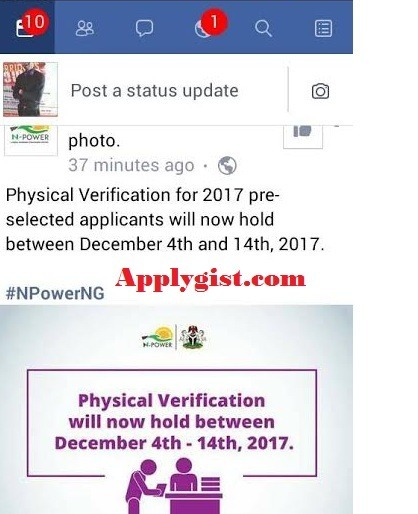 Npower Physical Verification 2017 Date