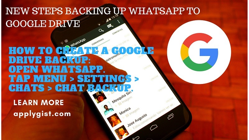 NEW STEPS BACKING UP WHATSAPP TO GOOGLE DRIVE applygist.com